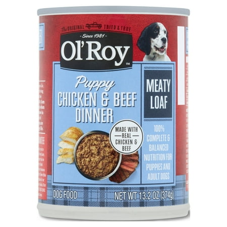 Ol' Roy Chicken and Beef Loaf Wet Dog Food for Puppies, 13.2 oz Can