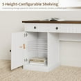 thumbnail image 3 of 60 Inch Modern Executive Desk with Decorative Fluted Drawer Fronts, Double Pedestal Office Desk with Large Storage, Scratch-Resistant Natural Wood Finish Computer Table for Home Office, 3 of 9