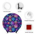 thumbnail image 4 of Picia Rainbow Snowflakes Pattern Bone China Decorative Plate – Wall Decor with Stand and Adhesive, Elegant Ornament for Living Room, Office, or Entryway-6in, 4 of 6
