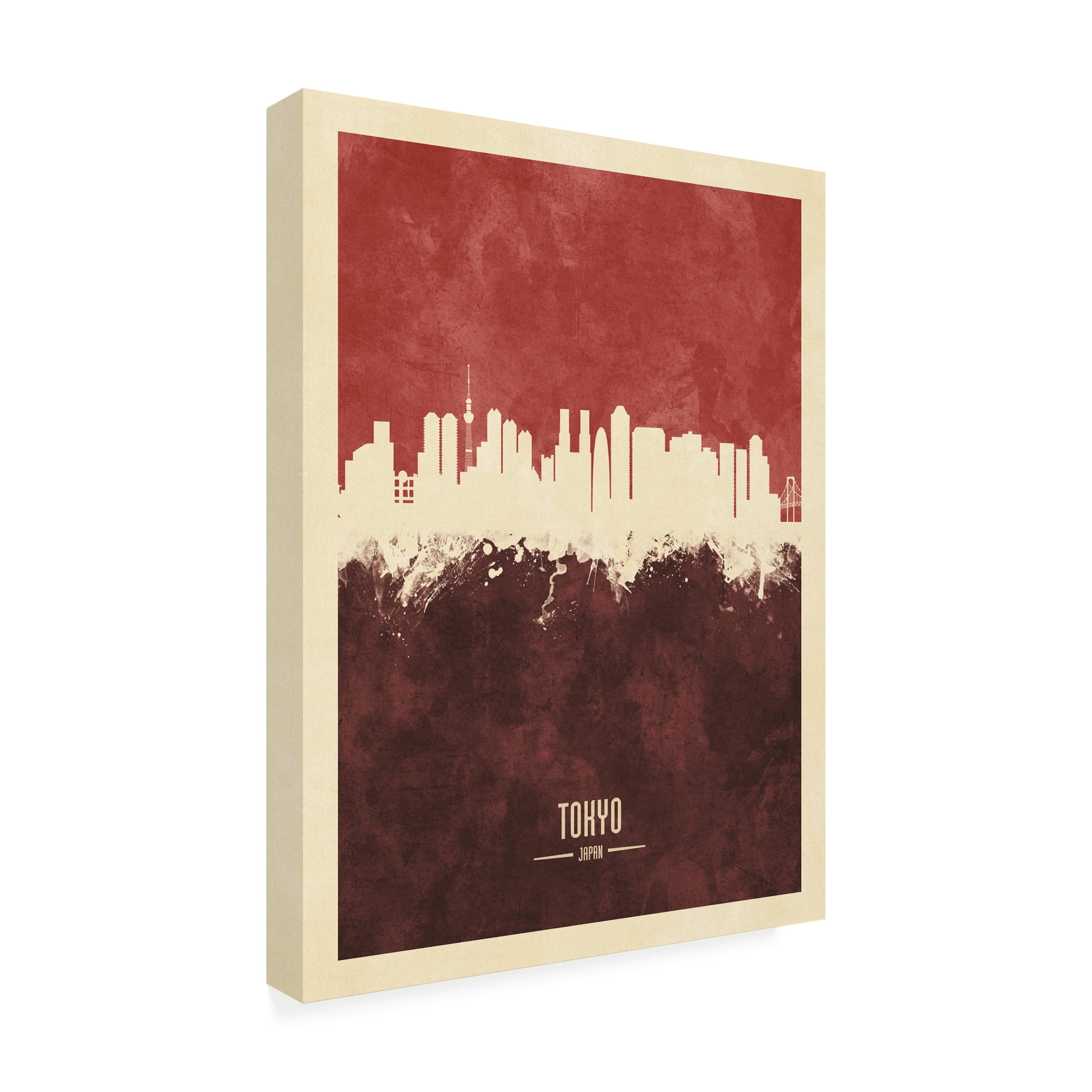 Trademark Fine Art 'Tokyo Japan Skyline Red II' Canvas Art by Michael Tompsett