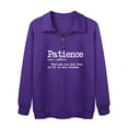 thumbnail image 3 of TWZH Women Patience Noun Lapel Collar Zipper Letter Sweatshirt Top, 3 of 7
