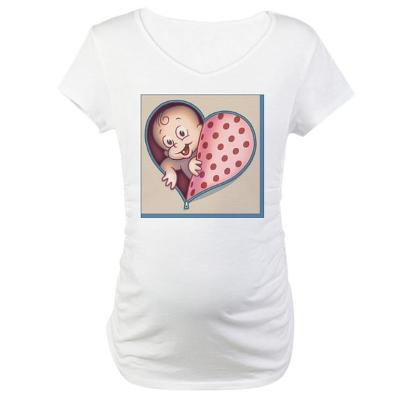 CafePress - Zip Heart Womb Pnk PLLO Maternity T Shirt - Cotton Maternity T-shirt, Cute & Funny Pregnancy Tee