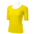 thumbnail image 2 of SSOULM Women's 1/2 Sleeve Crewneck Cotton Basic Slim Fit T-Shirt Top with Plus Size, 2 of 4