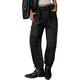thumbnail image 2 of Pantalones Vaqueros Holgados de para Mujer, de Tiro Bajo, con Parches y Pernera y Bolsillos. Negro S, 2 of 7