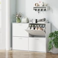 thumbnail image 2 of HOMCOM Flip Down Shoe Storage Cabinet, Wooden Shoe Rack, Entryway Shelf, 2 of 10