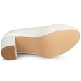 thumbnail image 5 of DARING DIVA Women's Platform Ankle Strap Chunky Heel Mary Janes Pumps White 10, 5 of 7