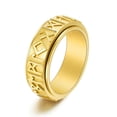 thumbnail image 2 of Nordic Style Viking Text Stainless Steel Rotatable Ring, Retro Men'S Black Fashionable Ring, 2 of 4