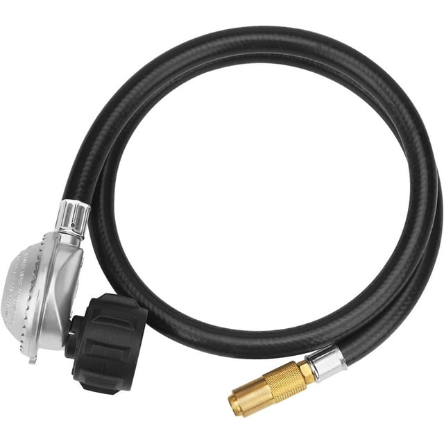 Boyau Adaptateur au Propane de 6 Pieds et Régulateur pour Plaque de Cuisson de Table Blackstone de 17 et 22 Pouces, Interrupteur 90° CCQ vers Réservoir de 20 lb