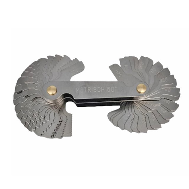 Riwesomey Profesional plegable 55/60 grados medidor de rosca de acero inoxidable portátil engranaje diente tornillo tuercas pernos medidor de Medidores de medidas dimensionales