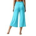 thumbnail image 3 of FINALGANG Womens Fold Over Waist Cropped Wide Leg Yoga Pants Solid Color Soft Stretchy Casual Loose Fit For Loungewear Yoga Daily Activities Light Blue S, 3 of 5