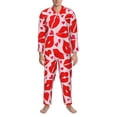 thumbnail image 3 of Fotbe Lips Kiss Pattern Long Sleeve Pajama Set for Men,Sleepwear Set,2-piece Loungewear Set,Soft PJs Comfy Nightwear with Pockets-X-Large, 3 of 7