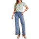 thumbnail image 2 of BLUSA DE GINGHAM PARA MUJER CON CUELLO REDONDO, VOLANTES Y MANGAS ABULLONADAS M VERDE, 2 of 6