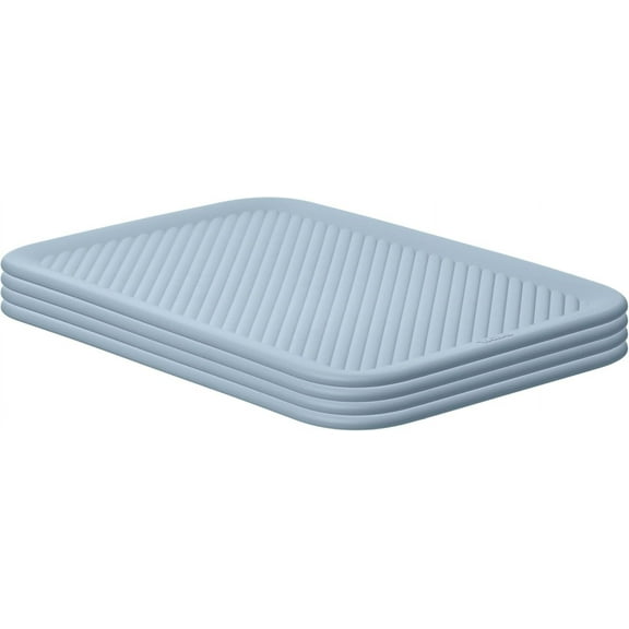 Superio Ribbed Collection - Decorative Plastic Open Home Storage Bins Organizer Baskets, Blue (Parent) Container Boxes for Organizing Closet Shelves Drawer Shelf (Lid - Medium (5 Liter), 4 Pack)