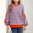 thumbnail image 2 of Mercatoo Girls Striped Sweatshirts Oversized Star Graphic Crew Neck Pullover Sweatshirts Clothes Teen Kids Cute Tops Sweater, 2 of 4