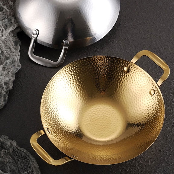 HEANUJJ Nonstick Stainless Steel Cooking Pot with Double Handles, , Golden Finish, 1 Set