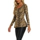 thumbnail image 4 of INSPIRAR CHIC Blusas de Mujer Estampadas con Cuello Redondo y Mangas Largas Peplum XS Albaricoque-Tigre, 4 of 6