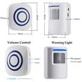 thumbnail image 2 of Timbre con sensor de movimiento comercial, kit de timbre para exteriores Alarma de entrada inalámbrica: Timbre con sensor de movimiento infrarrojo con 1 receptor enchufable y 1 detector de sensor de movimiento PIR Alerta - Indicador LED Ormromra CZDZ-XM33, 2 of 8