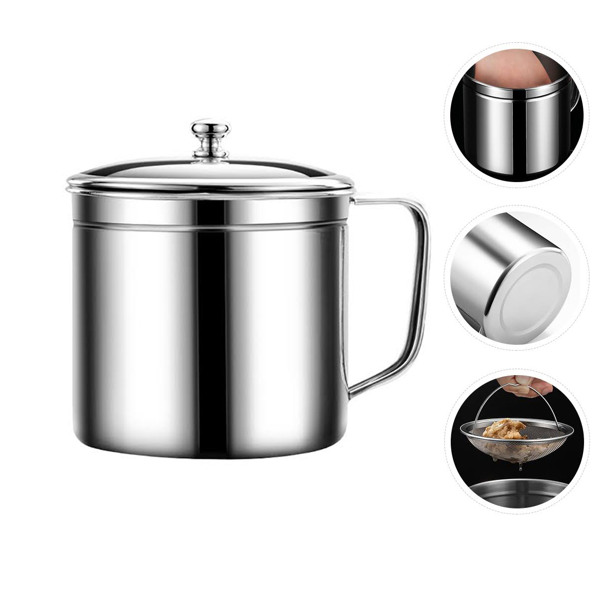 Bacon Grease Container Kitchen Oil Container Can with Strainer & Lid