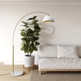 thumbnail image 3 of Luna Bella Arc Floor Lamp White with Gold Leaf Shade Marble Base, 3 of 6