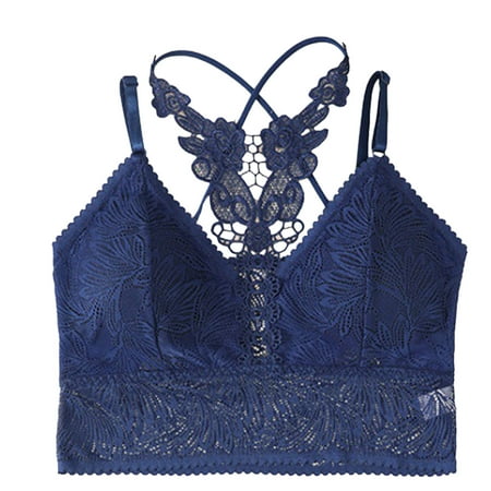 LARUYEKO Fashion Women s Sleeveless Floral Lace Bra Padded Tank Tops Spaghetti Strap Bralette Top Underwear Padded Crop Top Crop Top V Neck Ladies Camisoles and Tops Spaghetti Strap Womens plus Size