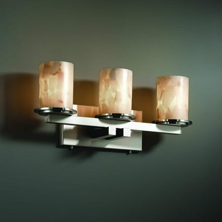 - Justice Design Group 3-light Flat Rim Cylinder Alabaster Rocks Bath Bar Fixture