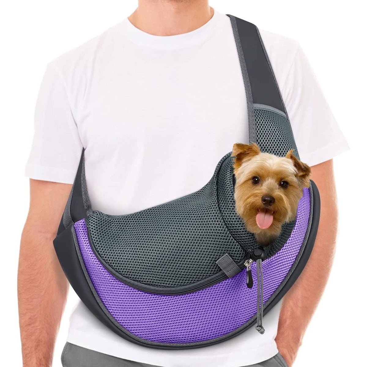 Zctt Dog Sling Carrier Adjustable Puppy Sling Carrier Pet Carrier Purse Dog Backpack Carrier Dog Carrying Bag Small Animal Purple