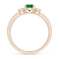 thumbnail image 2 of ANGARA Natural Classic Emerald and Diamond Three Stone Engagement Ring in 14K Rose Gold for Women (Size-5mm) | May Birthstone, Birthday, Anniversary, Jewelry Gift for Women | Natural Emerald Ring, 2 of 10