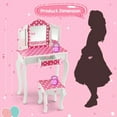 thumbnail image 3 of Spaco Kids Vanity Table and Stool Set with Cute Polka Dot Print-Pink, Girls Vanity for Girls Kids, 3 of 8