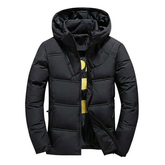 Kureaily Men's Thick Hooded Winter Down Jacket Short Outerwear Warm Coat For Outdoor Activities