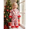 thumbnail image 5 of RUINIXCW Kids Toddler Baby Girl Christmas Silk Stain Pajamas Set Spring Fall Winter PJS Sleepwear Long Sleeve Button Down Collar Shirt Tops Pants Set, 5 of 10