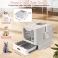 thumbnail image 3 of Arenero para gato de acero inoxidable con cajón apto cerrado con pala 51 x 41 x 38 cm para gatos grandes gris, 3 of 8