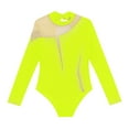 thumbnail image 4 of Kaerm Kids Girls Gymnastics Ballet Dance Leotard Sparkly Jumpsuit Biketard Long Sleeve Bodysuit Unitard Fluorescent Yellow 14, 4 of 6