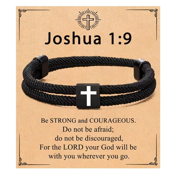Milan rope bracelet faith men's gift alloy cross bracelet hand-woven black Milan rope bracelet