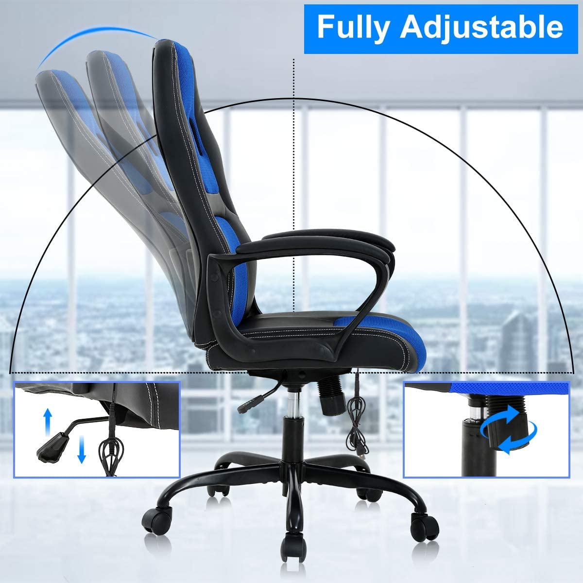 Buy Ergonomic Gaming Chair Massage Computer Desk Chair PU Leather