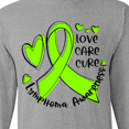 thumbnail image 4 of Inktastic Love, Care, Cure Lymphoma Awareness Lime Green Ribbon Hearts Long Sleeve T-Shirt, 4 of 5