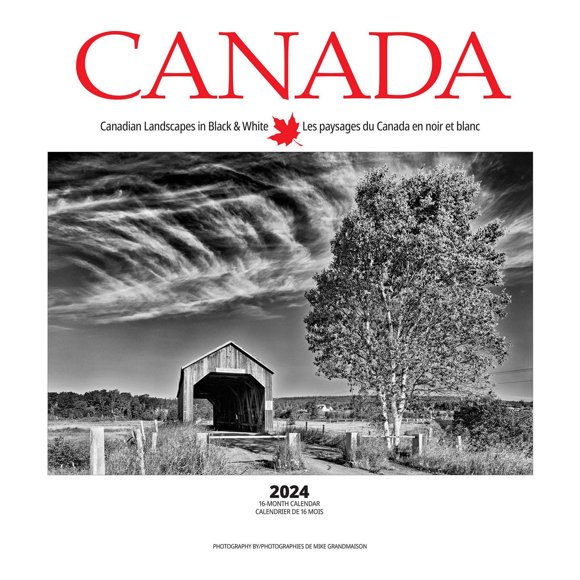 Wyman Publishing Canada Noir et Blanc 2024 30.48x60.96 CM Mur Carré Calendrier, 9781525611353