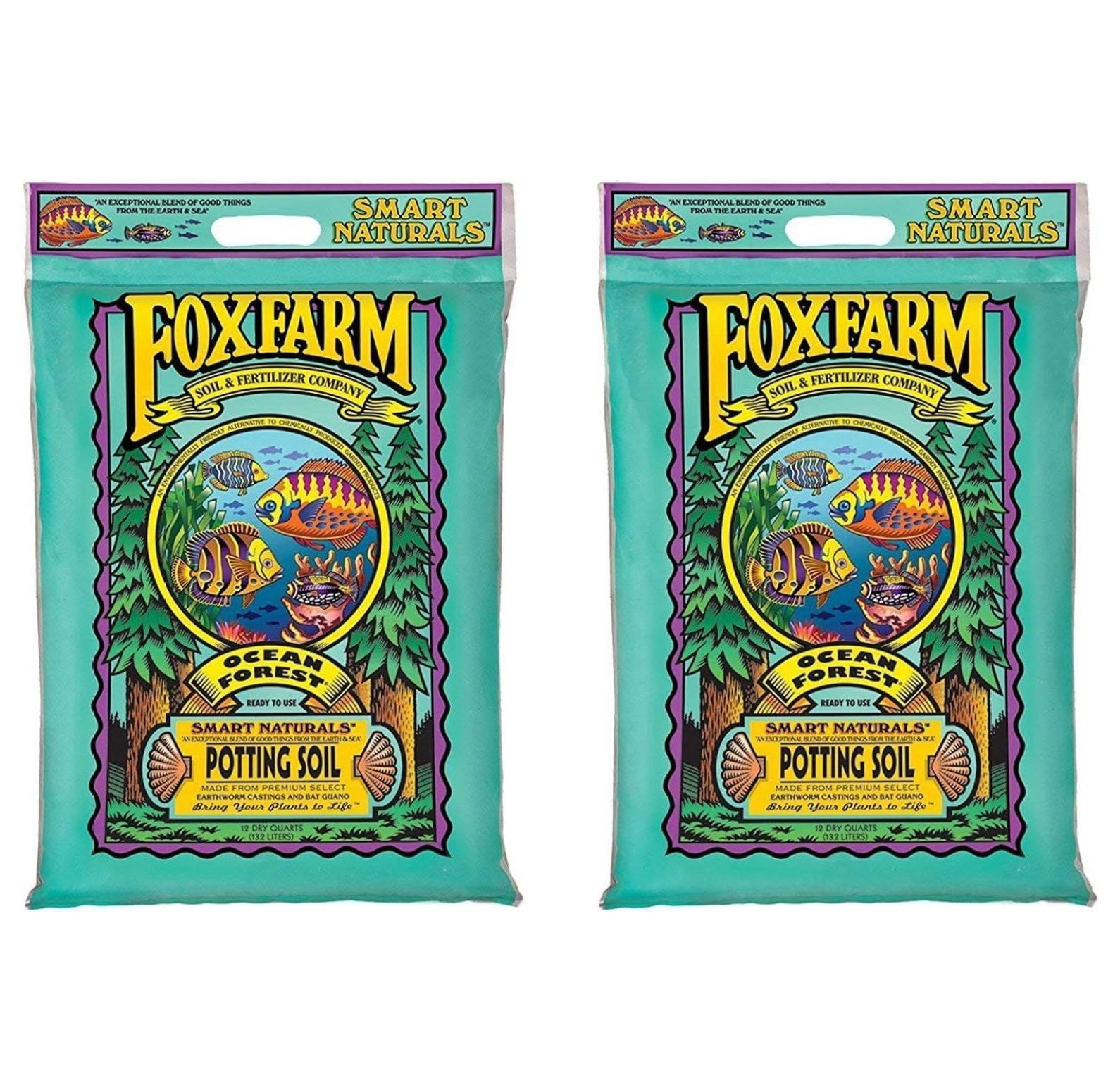 FoxFarm FX14053 Ocean Forest Potting Soil, 2 - 12-Quart Bags