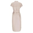 thumbnail image 6 of Casual Dresses for Women 2025 Plus Size Sleeveless Turndown Neck Casual Flowy Side Slit Striped Long Dresses Beach Sundresses Beige L, 6 of 9