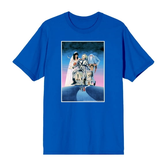 Beetlejuice Mansion Key Art Men's Blue Crew Neck Short Sleeve Tee-3XL
