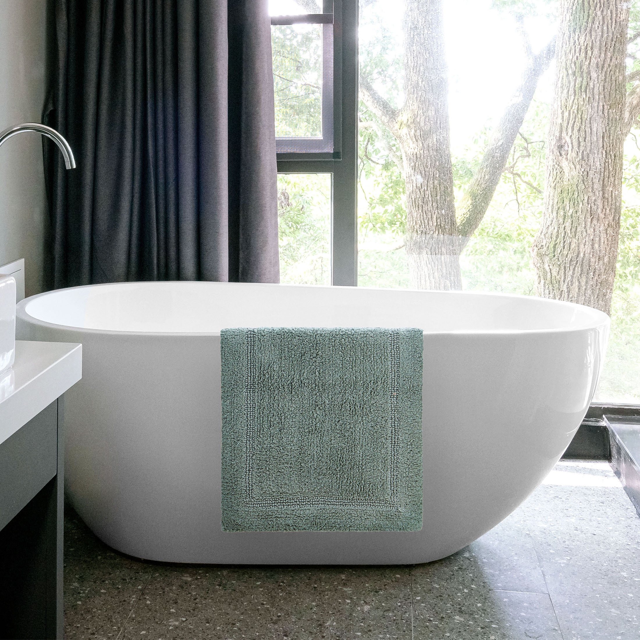 Better Homes & Gardens Cotton Reversible Bath Rug, Green River, 17" x 24"