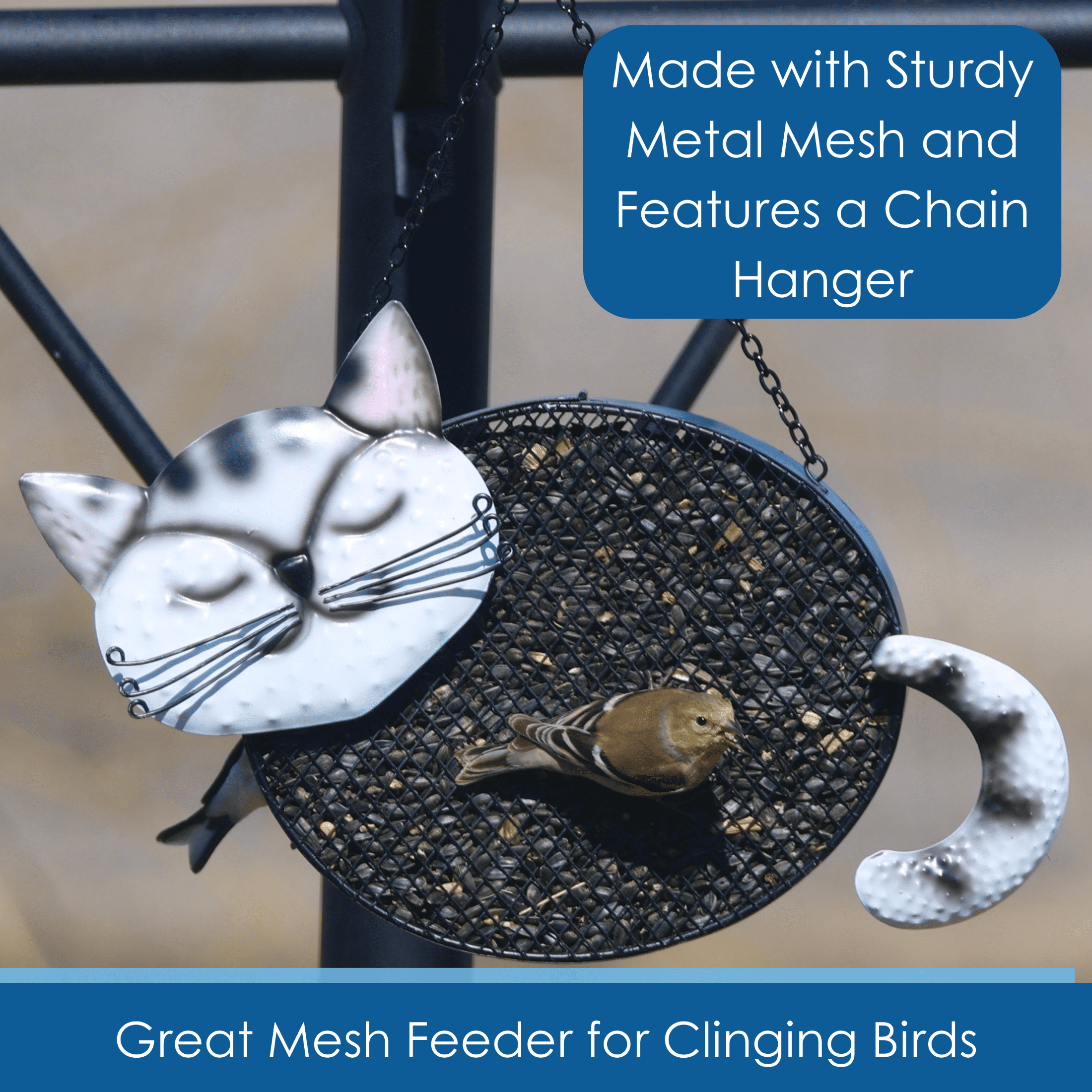 Gift Essentials Revenge of the Birds Cat Metal Mesh Bird Feeder GEF1003