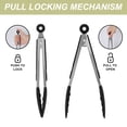 thumbnail image 4 of Uxcell Kitchen Tongs Silicone Tip Stainless Steel Lock Tongs Black 9", 4 of 6