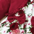 thumbnail image 6 of Mikrdoo Infant Girls Dress Rose Print 12 Months Baby Girls Fake Two Pieces Fall Winter 18 Months Baby Girls Bow Long Sleeve Dress One Piece Casual Dress Red, 6 of 8