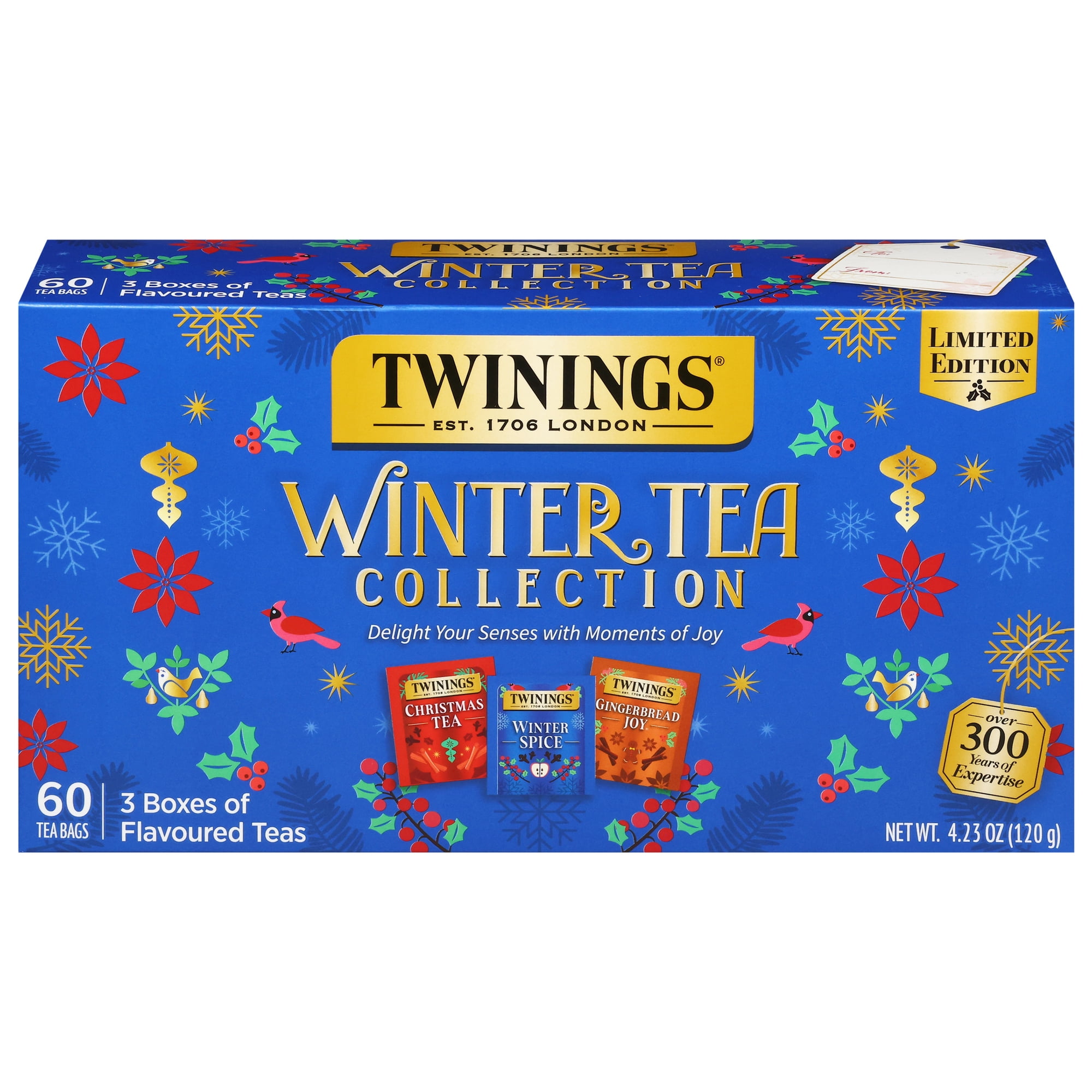 Twinings Winter Tea Collection Gift Set, Black & Herbal Tea Bags, 3 Boxes, 60 Count