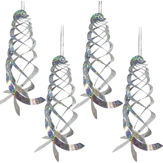 4 reflectores en espiral repelentes de pájaros, dispositivo disuasorio para ahuyentar pájaros, pájaros carpinteros, palomas, gansos, lejos de la casa, jardín, piscina (4 unidades)