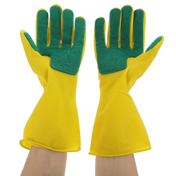 WEUVEB Gloves Household Dishwashing Gloves Sponge Cleaning Car Cleaning 1 Pair