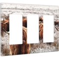 thumbnail image 5 of Highland Cow Country Farm Home 3 Gang Triple Rocker Outlet Light Switch Cover Decorative Wall Plate Cover For Home Living Bedroom Kitchen Decorative, 5 of 5
