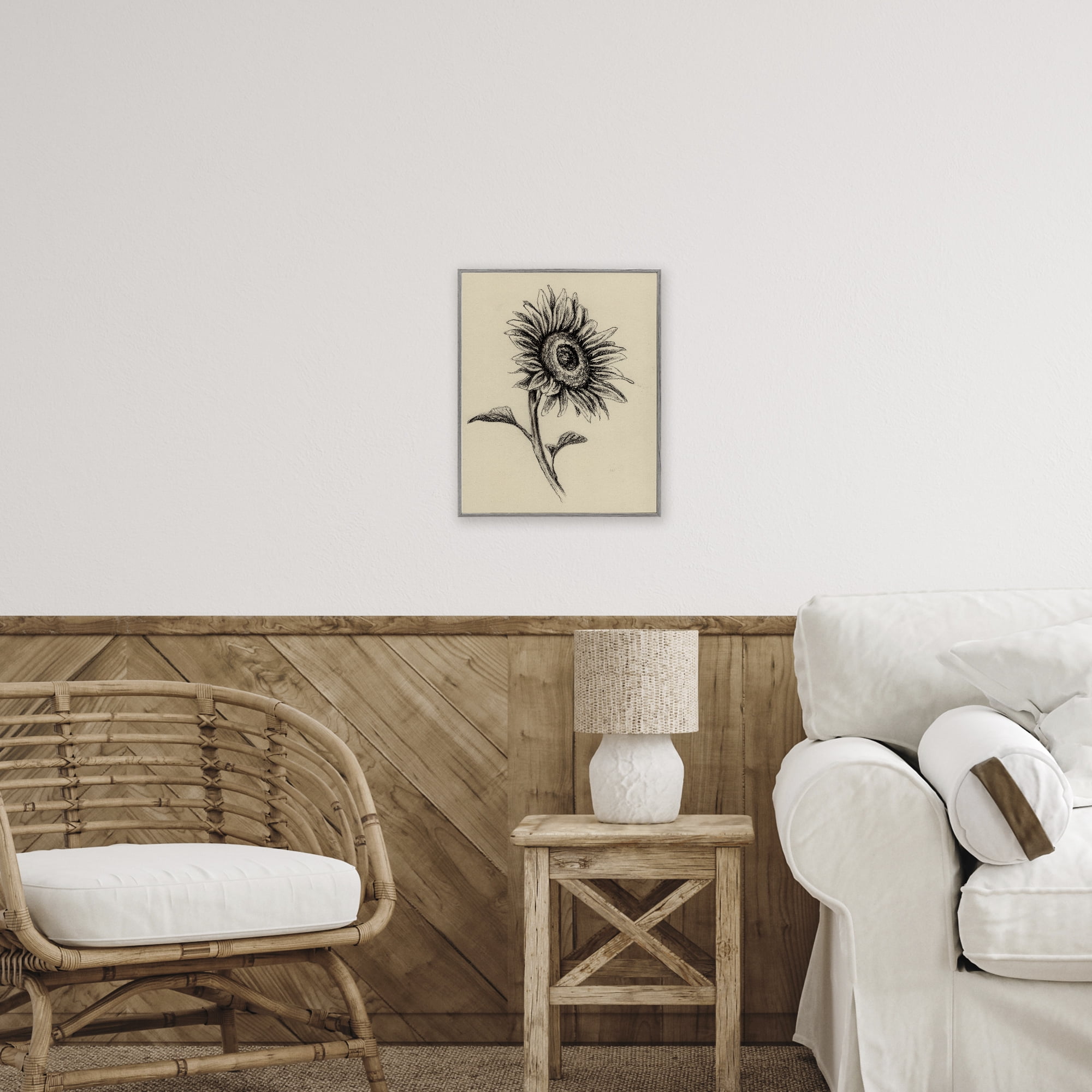 Stupell Industries Sunflowers in Charcoal Gray Framed Giclee Art, design by Leah Noel Art