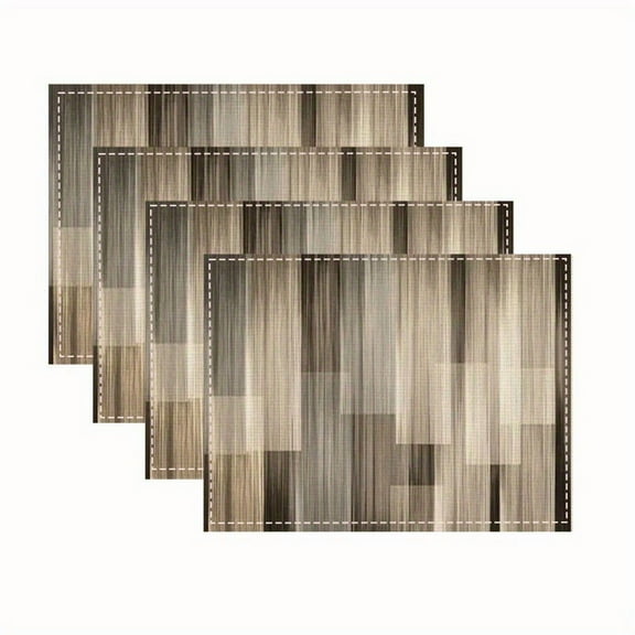 4pcs Bohemian Style Table Mats Durable Washable Rustic Linen Vintage Placemats for Home Dinner Party Camping Wedding Table Decoration 12 x 18 Inch