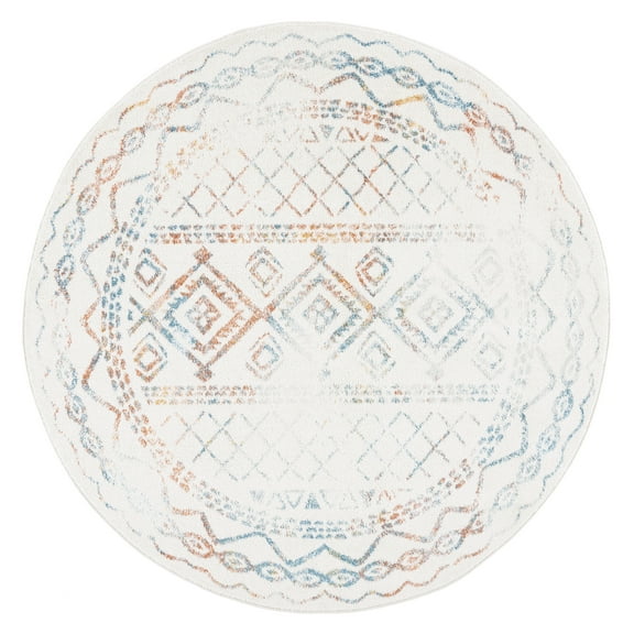 SAFAVIEH Tulum Ronald Oriental Area Rug, Ivory/Turquoise, 3' x 3' Round
